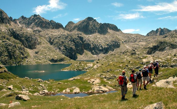 A group of friend are going for trekking.